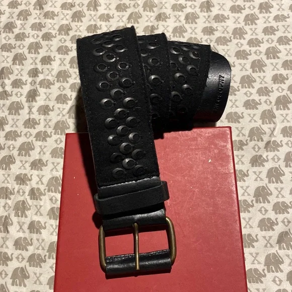 Philosophy Alberta Ferretti Black Leather Suede Embellished Logo Belt NeverUsed Leather belt Alberta Ferretti Black size M International in  main image 2